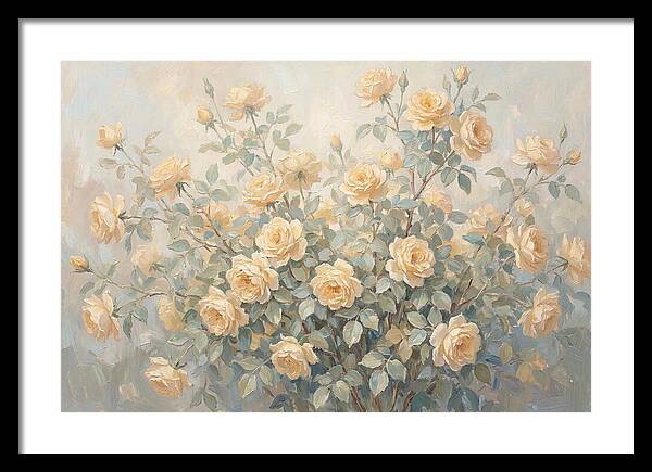 Yellow Rose Bush In Bloom