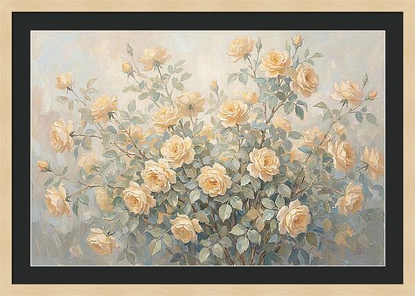 Yellow Rose Bush In Bloom