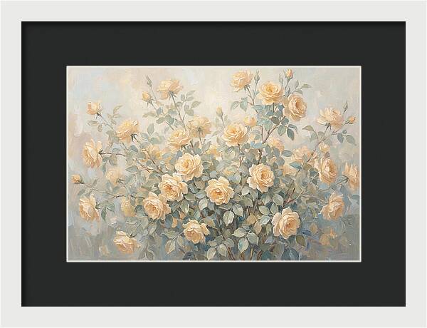 Yellow Rose Bush In Bloom