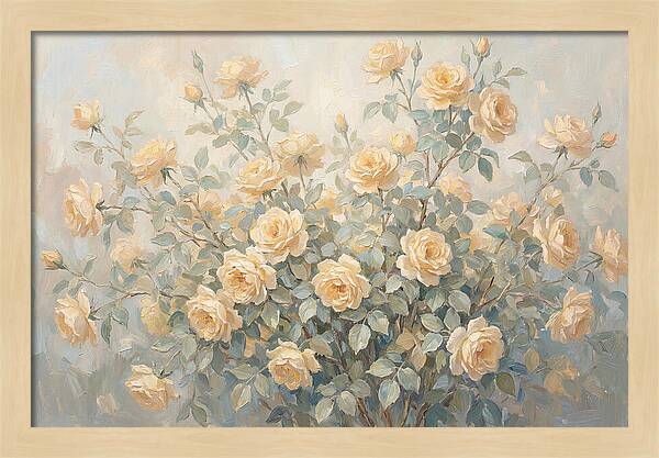 Yellow Rose Bush In Bloom