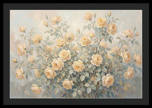 Yellow Rose Bush In Bloom