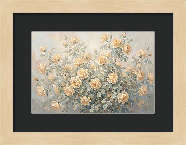 Yellow Rose Bush In Bloom