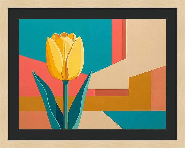 Yellow Tulip Against Geometric Background