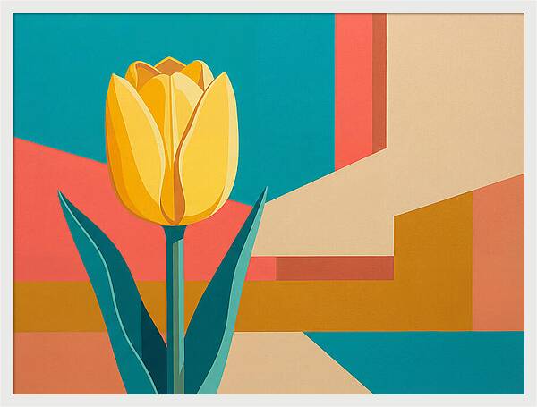 Yellow Tulip Against Geometric Background
