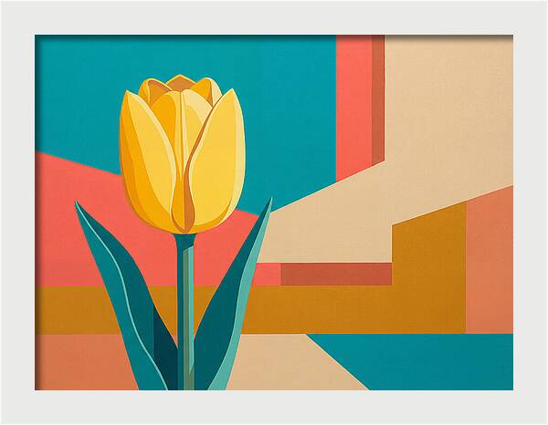 Yellow Tulip Against Geometric Background