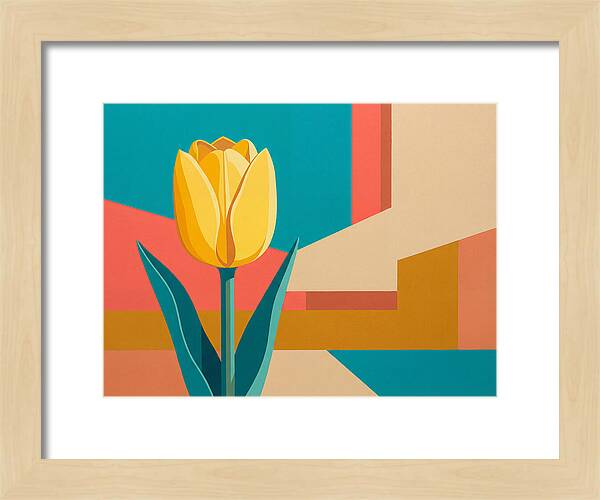 Yellow Tulip Against Geometric Background
