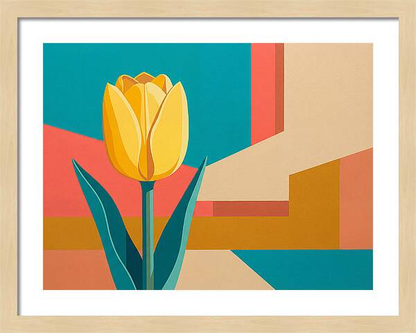 Yellow Tulip Against Geometric Background