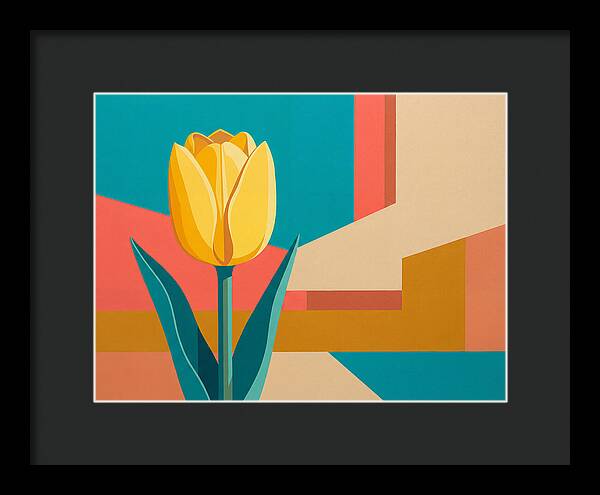 Yellow Tulip Against Geometric Background