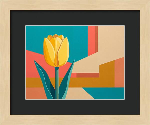 Yellow Tulip Against Geometric Background