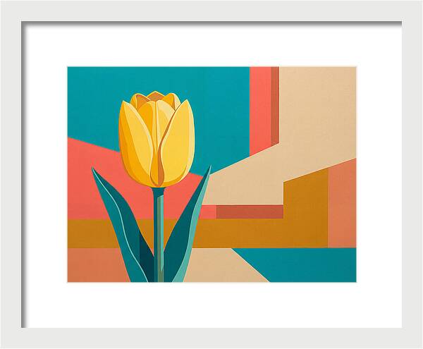 Yellow Tulip Against Geometric Background