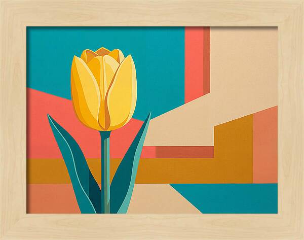 Yellow Tulip Against Geometric Background