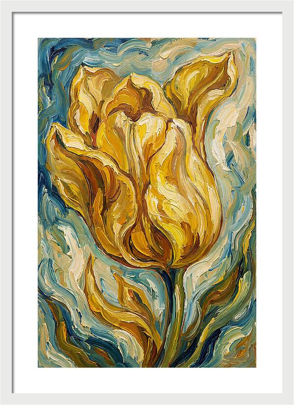Yellow Tulip Blooming Brightly