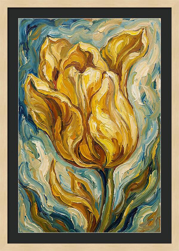 Yellow Tulip Blooming Brightly