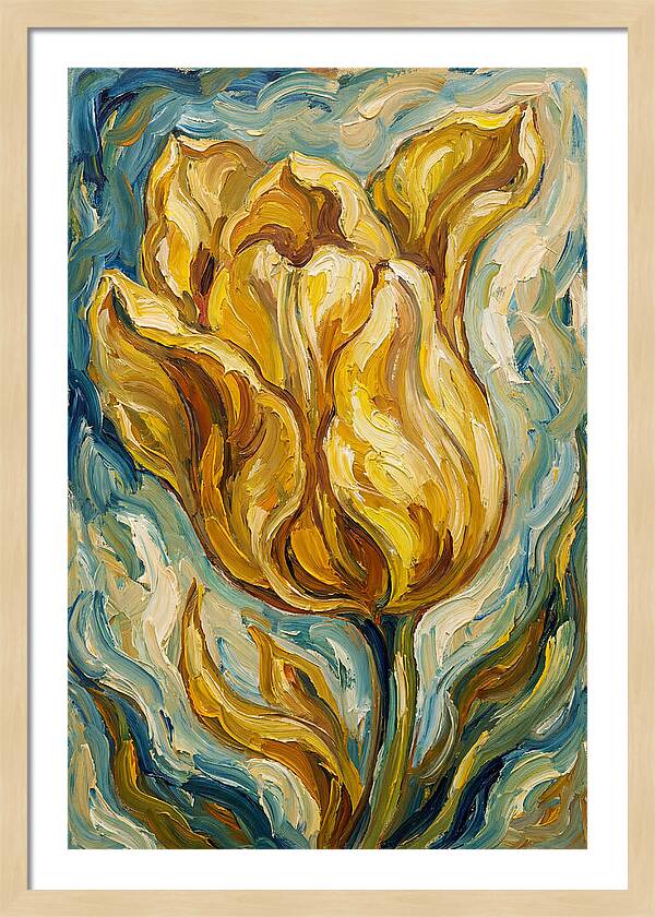 Yellow Tulip Blooming Brightly