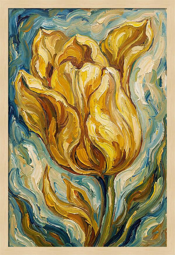 Yellow Tulip Blooming Brightly