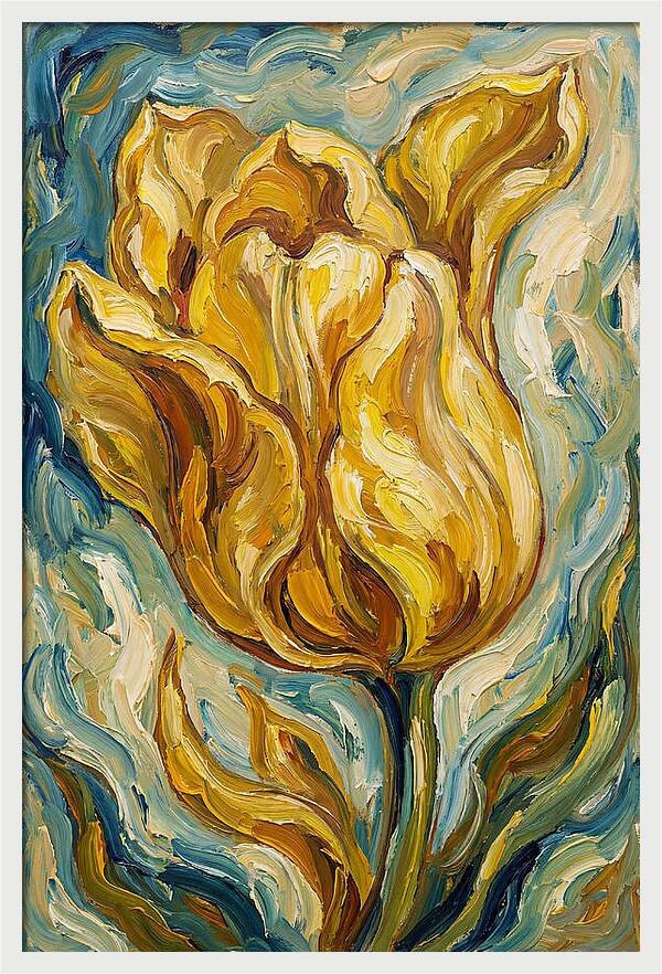 Yellow Tulip Blooming Brightly