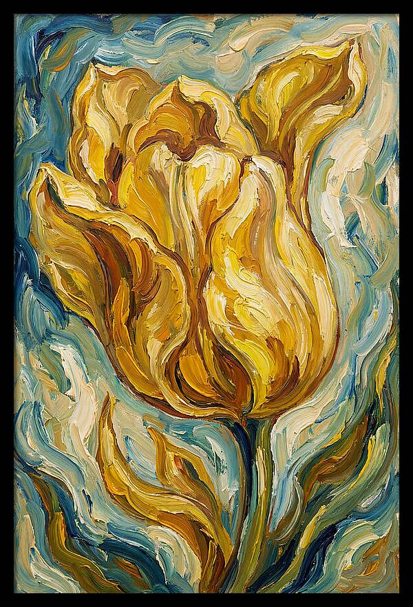 Yellow Tulip Blooming Brightly