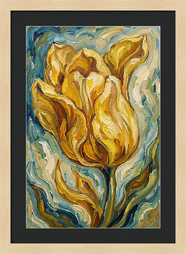 Yellow Tulip Blooming Brightly