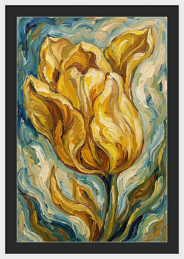 Yellow Tulip Blooming Brightly