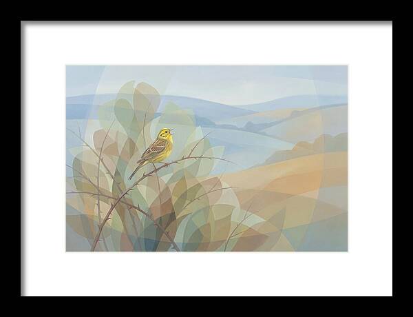 Yellowhammer Singing From Bush Top