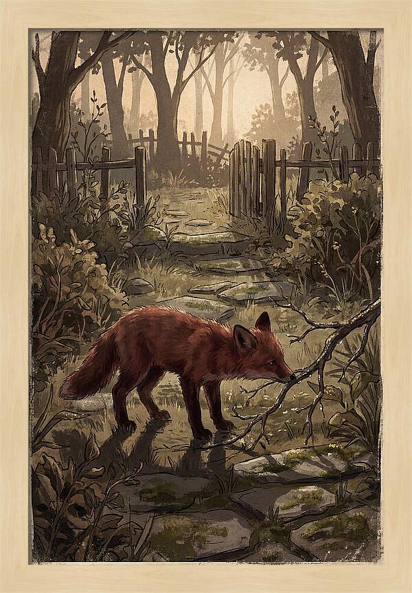 Young Fox Exploring Garden At First Light