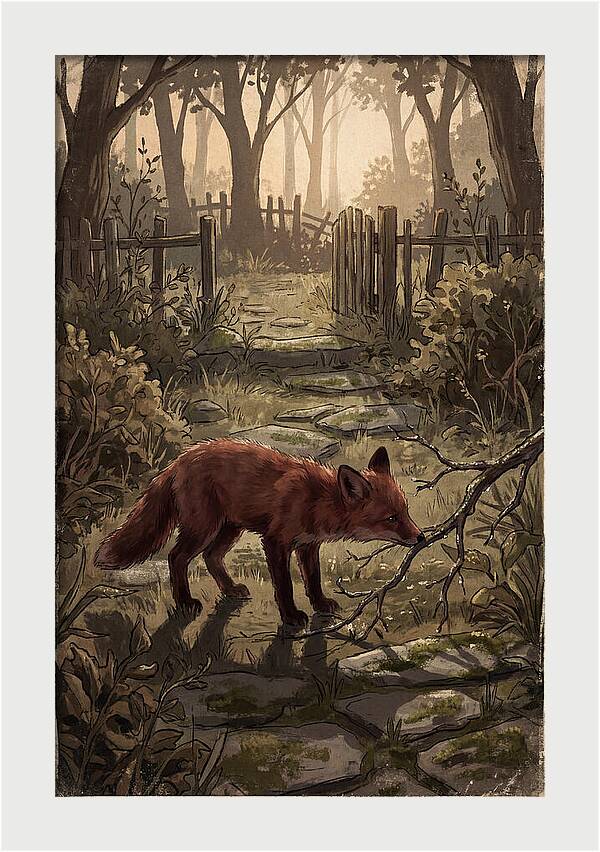 Young Fox Exploring Garden At First Light