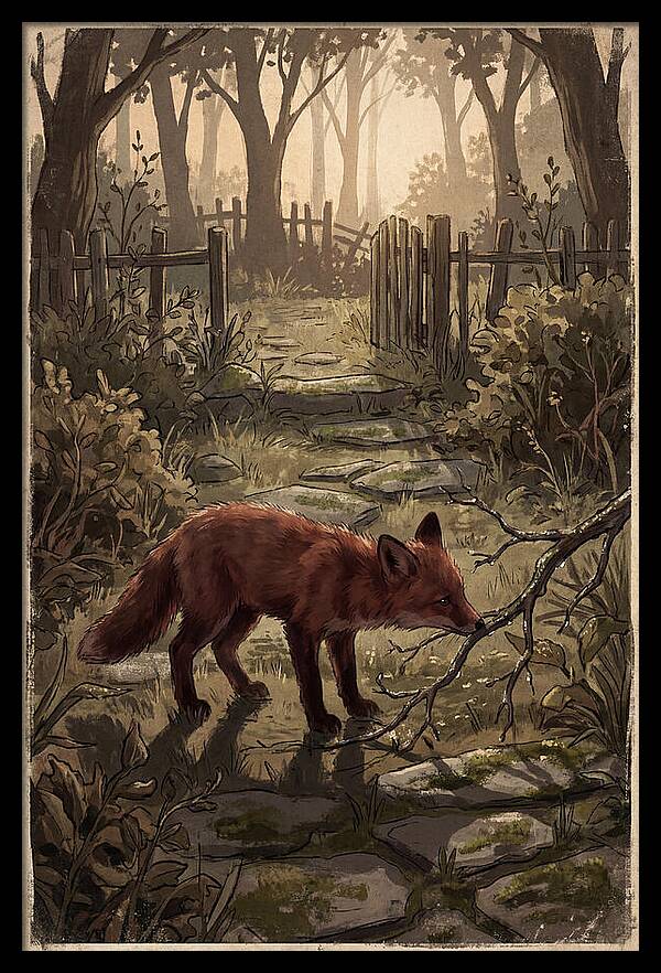 Young Fox Exploring Garden At First Light