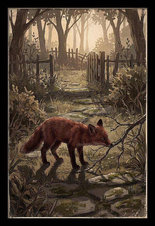 Young Fox Exploring Garden At First Light
