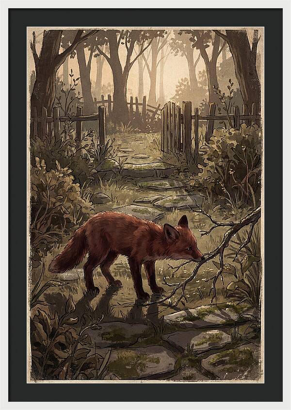 Young Fox Exploring Garden At First Light