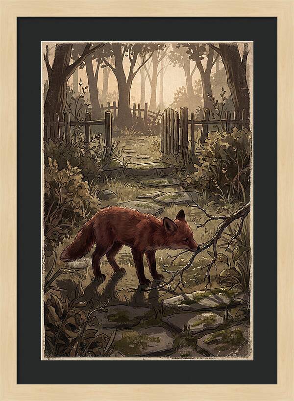 Young Fox Exploring Garden At First Light