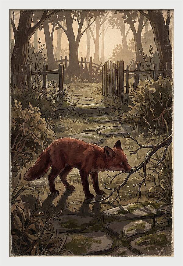 Young Fox Exploring Garden At First Light