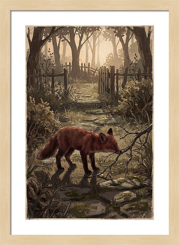 Young Fox Exploring Garden At First Light