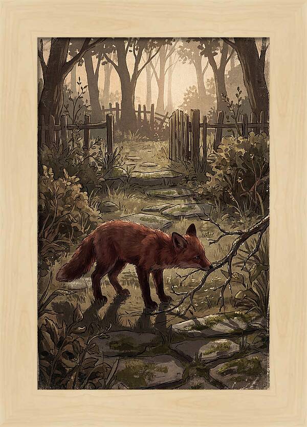 Young Fox Exploring Garden At First Light