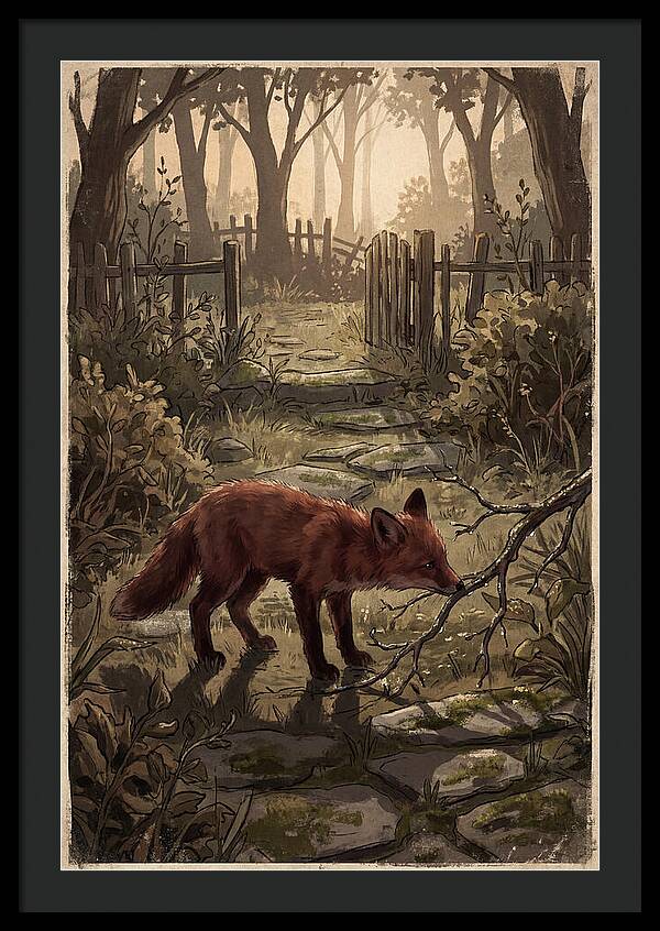 Young Fox Exploring Garden At First Light