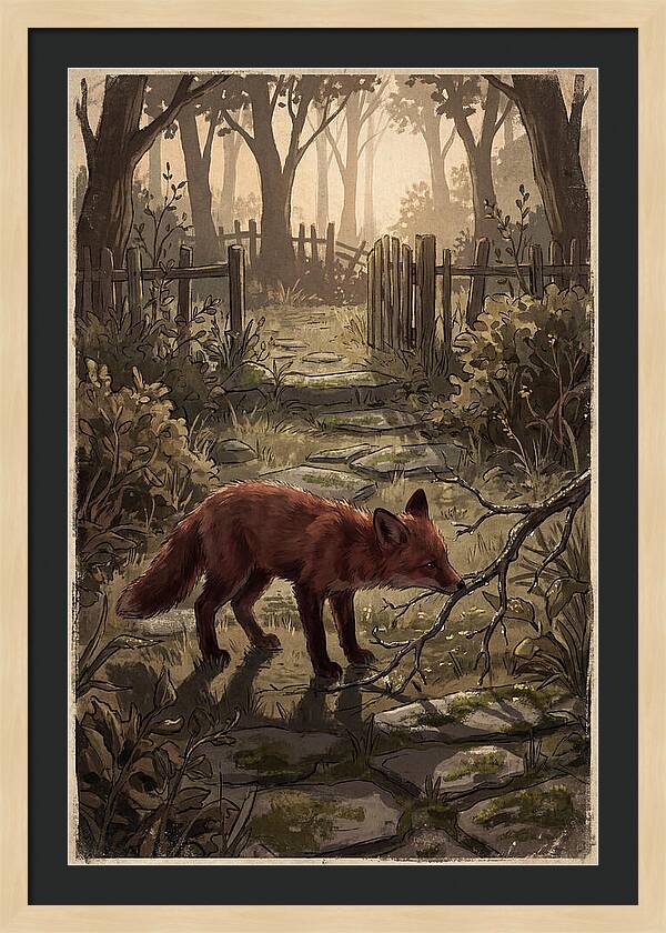 Young Fox Exploring Garden At First Light