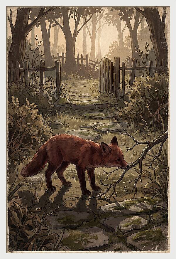 Young Fox Exploring Garden At First Light