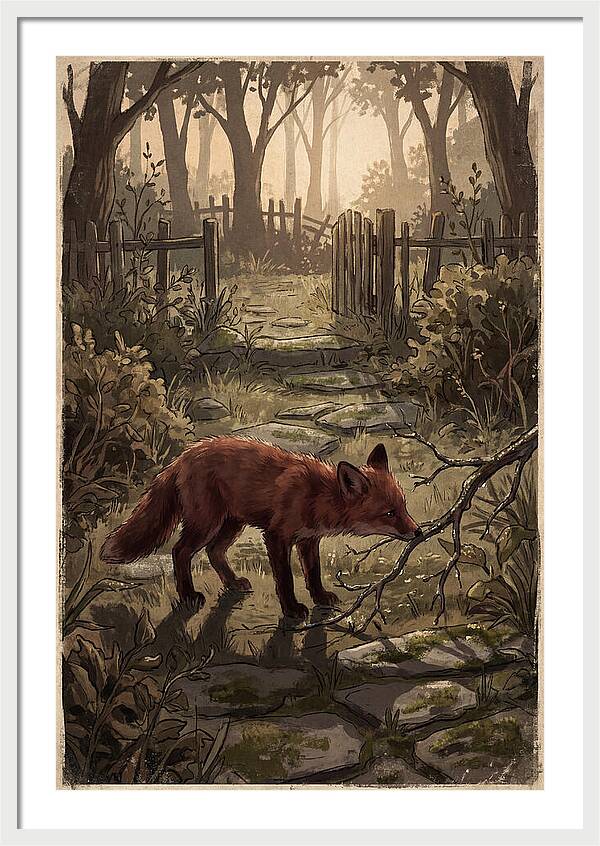 Young Fox Exploring Garden At First Light
