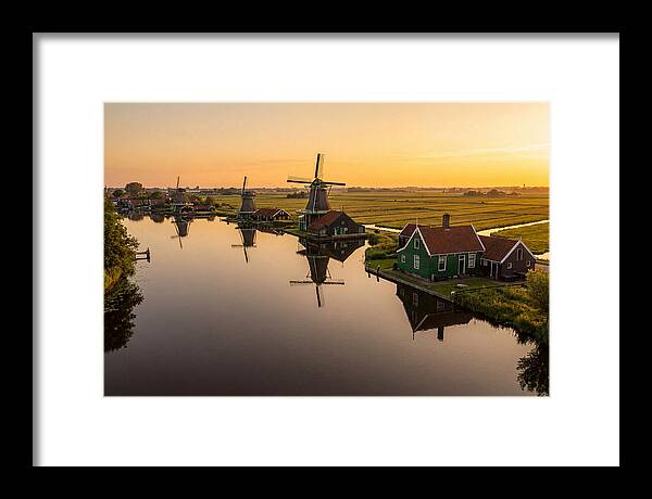 Zaanse Schans Windmills At Golden Hour