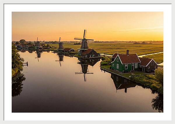 Zaanse Schans Windmills At Golden Hour
