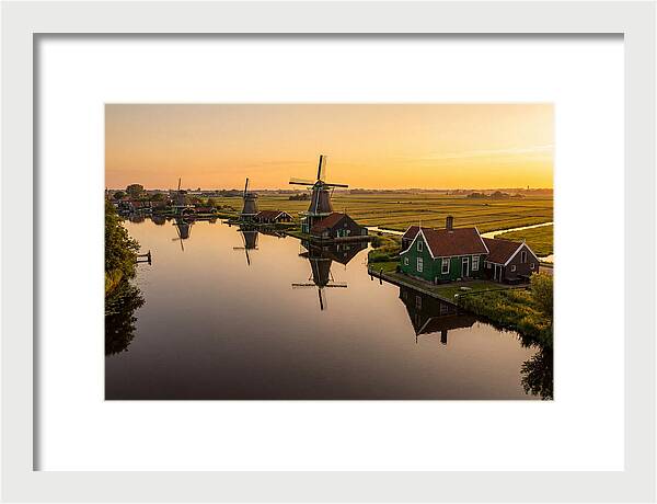 Zaanse Schans Windmills At Golden Hour