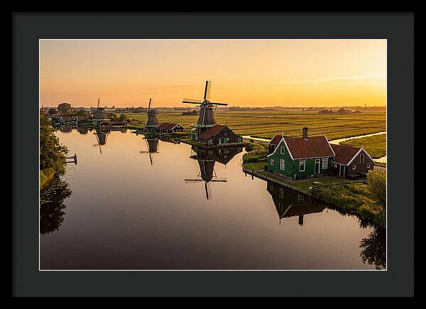 Zaanse Schans Windmills At Golden Hour