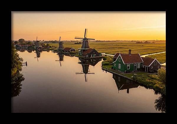 Zaanse Schans Windmills At Golden Hour
