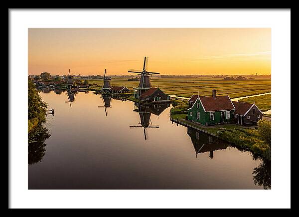Zaanse Schans Windmills At Golden Hour