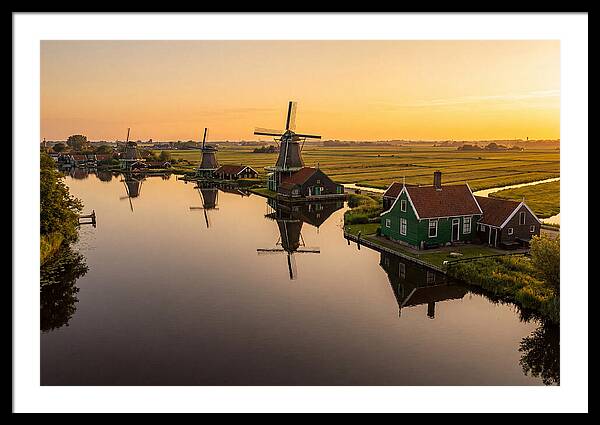 Zaanse Schans Windmills At Golden Hour