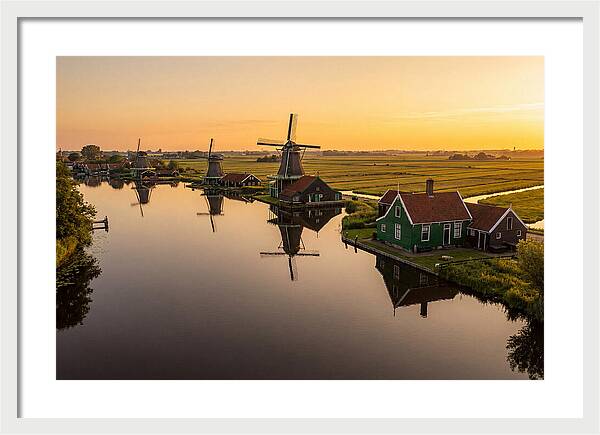Zaanse Schans Windmills At Golden Hour