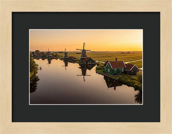 Zaanse Schans Windmills At Golden Hour