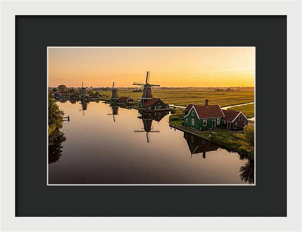 Zaanse Schans Windmills At Golden Hour