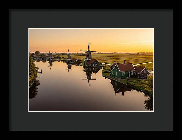 Zaanse Schans Windmills At Golden Hour
