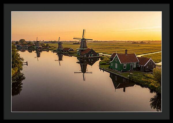 Zaanse Schans Windmills At Golden Hour