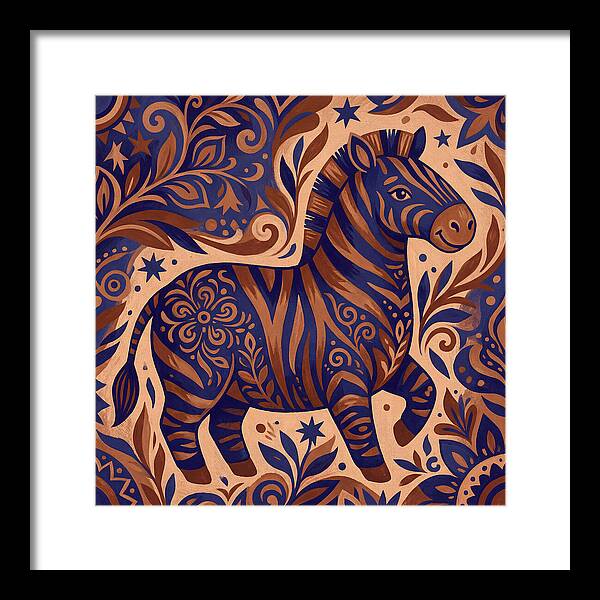 Zebra In Folk Art Style
